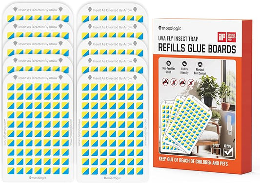 Mosalogic Sticky Card Plug Refill Replacement Glue Cards for Flying Insect Trap Indoor-10pack (No Device)