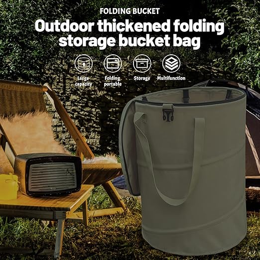 Pop up Camping Trash can with lid,Collapsible 24 Gallons Trash can with Sorting Clips,Garden Garbage Bag with Lid,Lawn and Leaf Bags - Reusable Yard Waste Bags (Green)