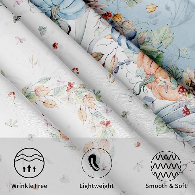 Giwawa Fall Pumpkin Blue Round Tablecloth 60 Inch,Autumn Harvest Thanksgiving Farmhouse Decorative Table Cloth Washable Table Cover for Kitchen Party Picnic Dinner Home Decor