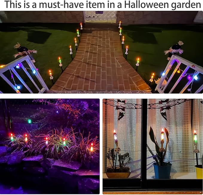 Halloween Decorations, 6 Pack Candle Skull Hand Candle Holder, Collapsible Halloween Decor Waterproof Indoor and Outdoor Party Home Garden Porch Ghost Decoration