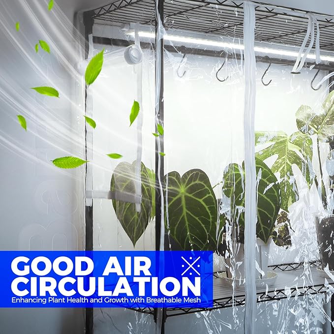 Barrina CX3Z Indoor Greenhouse with Grow Light, 4-Tier Metal Plant Stand with Zippered EVA Cover and Wheels, LED Full Spectrum 3FT 36W(per Light) Plant Growing Lamp with Timer, 35.4"x13.8"x70.9"