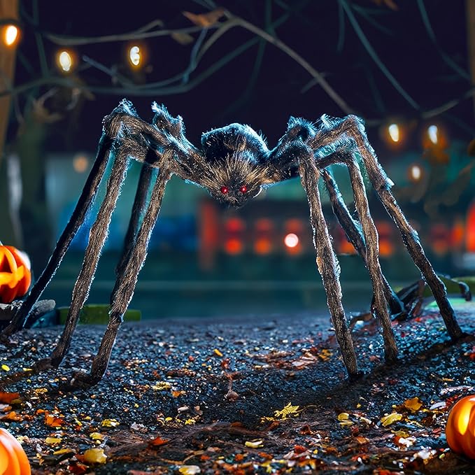 JOYIN 5ft Halloween Spider Outdoor Decorations, Scary Giant Large Spider Props for Halloween Outside Decor, Indoor Party Supplies and Yard Lawn Decoration, Brown