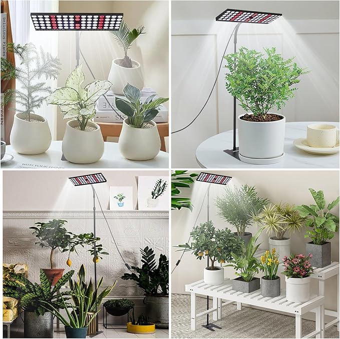 JCBritw 90W Floor LED Grow Light for Tall Indoor Plants Adjustable Desktop Plant Lamp White Full Spectrum with IR Grow Lights on Stand for Seed Starting, Seedlings, Veg, Flower