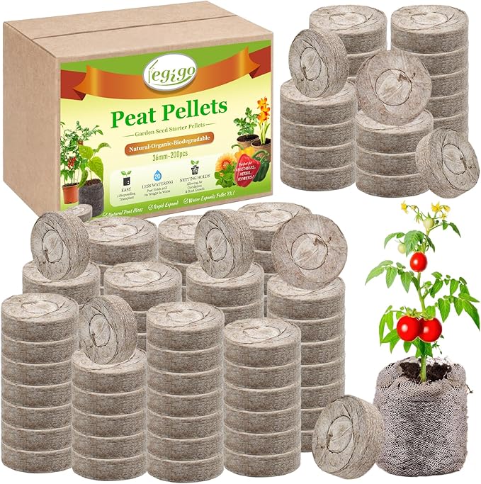 Legigo 200 Pcs 36mm Seed Starter Peat Pellets Pods for Seedlings- Compressed Seed Starting Pellets Seed Starter Pods Plugs Soil Peat Pods for Starting Seeds, Garden Planting Herb Flower Vegetables