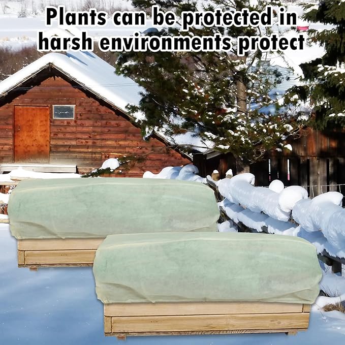 Plant Cover Frostproof Large,Shrub Cover,Winter Frost Fabric,Outdoor Plant Blanket for Cold Weather. Drawstrings and latches on Both Ends for Locking - 150 * 40 * 45 cm - 4 Pieces