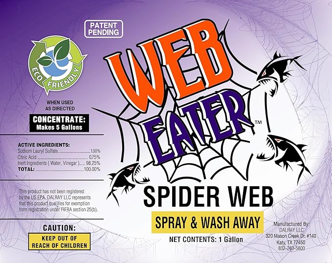 1 Gallon Concentrated Spider Web Washaway Spray with Nozzle- Natural & Long Lasting up to 6 Months