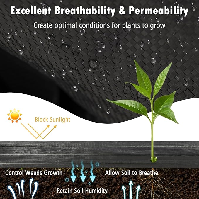 4FT x 250FT Weed Barrier Fabric, 4.6oz Landscape Fabric Heavy Duty Weed Barrier, High Permeability Ground Cover Geotextile Fabric Weed Cloth for Garden, Farm & Driveway