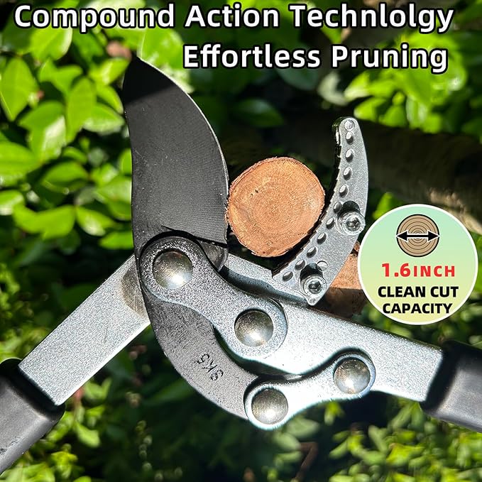 Loppers for Tree Trimming Heavy Duty Branch Cutter with Compound Action, Effortless Tree Pruner Extendable 21-26" Loppers for Gardening, Long Handle Pruning Shears with 1.6" Clean Cut Capacity