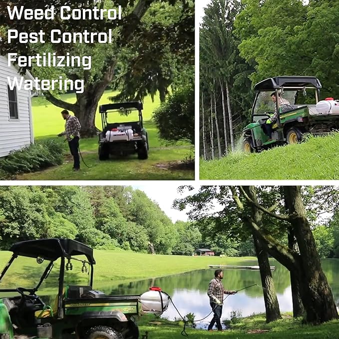 Chapin 97200E Made in the USA 15 Gallon ATV/UTV 12 Volt Mounted Spot Sprayer With 6 Inch Wide Mouth, High Performing 12 V Diaphragm Pump and Filtration System and 18 Inch Spray Wand, Translucent White