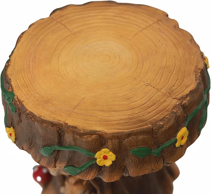 Delicate Fairytale Resin Mushroom Squirrel Garden Stool Statue Lovely Versatile Ornamental in/Outdoor Backyard Patio Squirrel Stool Sculpture Decor