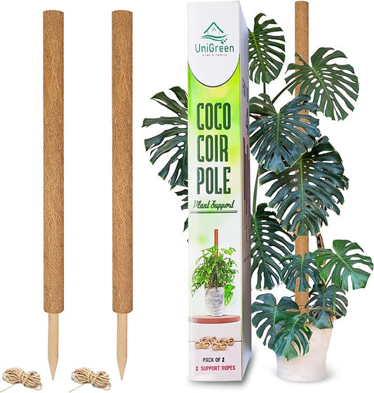 UNIGREEN 2Pack 87'' Large Premium Moss Pole, Coir Totem Poles for Big Indoor Plants, 47'' Moss Sticks for Monstera Plant Support, Plant Pole for Big Climbing Plants Indoor