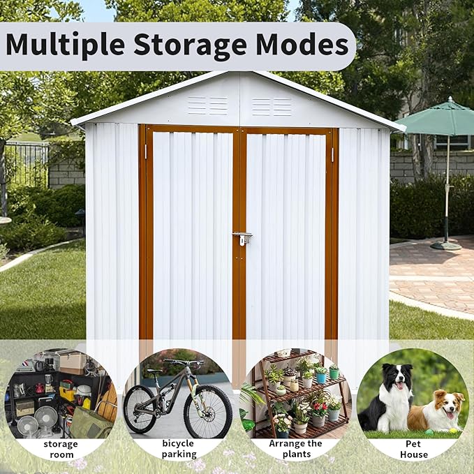 6FT x 4FT Outdoor Metal Storage Shed, Apex Roof Garden Shed with Durable Steel Construction – Weather-Resistant Tool Shed for Backyard, Patio & Lawn (Lockable, Easy Assembly)