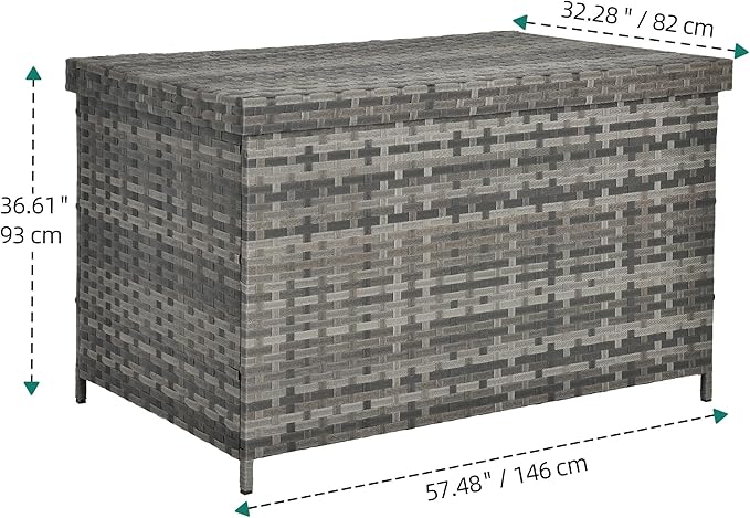 YITAHOME 230 Gallon XXL Deck Box, All-Weather Wicker Outdoor Storage Box, PE Rattan Storage Bin for Patio Furniture, Outdoor Cushions, Pool Storage and Garden Tools - Grey