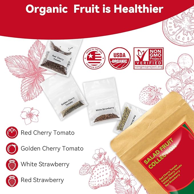 inbloom Fruit Seed Pod Kit for AeroGarden, Ahopegarden Hydroponics Growing System, 7-Pods (350 Seeds+, Include Red Cherry Tomato, Golden Cherry Tomato, White Strawberry, and Red Strawberry)