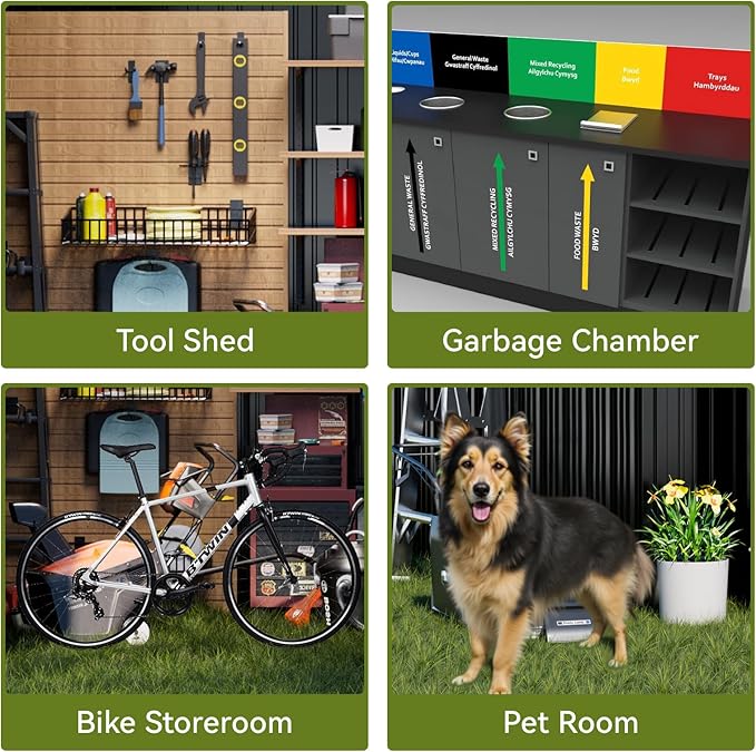 COMHOMA Shed Outdoor Storage Shed Metal,Lockable Doors Tool Sheds with Sloping Roof,Steel Garden Shed with Air Vent for Backyard,Patio,Lawn,Poolside (Grey, 10'*8')