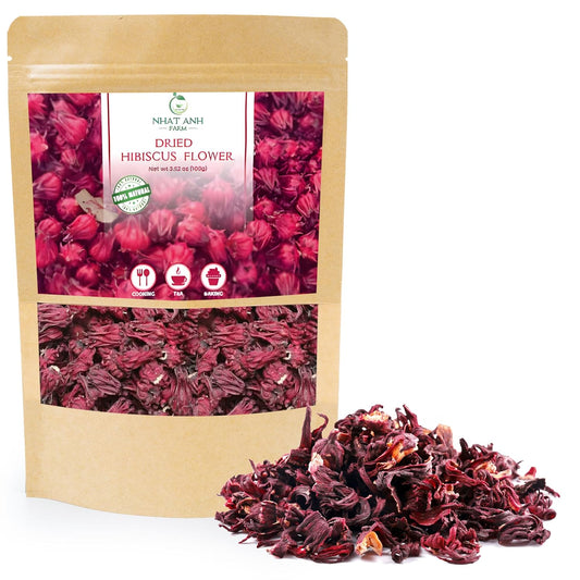 NhatAnhFarm, Dried Hibiscus. 100gr Natural Dried Hibiscus, 100% Natural & Pure, Sugar/Caffeine/Gluten Free. The Perfect Ingredient For Making Tea, Baking, And Effective Deodorizing