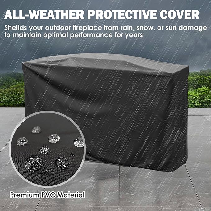 COOS BAY Outdoor Propane Fire Pit 50,000 BTU, Smokelss Gas Fireplace with Hidden Tank Storage, Adjustable Flame Patio Heater for Deck, Backyard, Gray/Tan