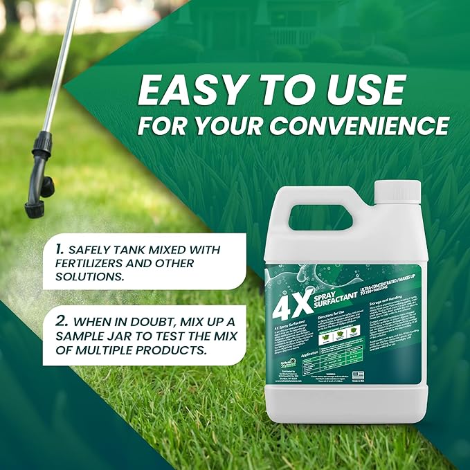 32oz 4X Non Ionic Surfactant - Makes 250+ Gallons - Nonionic Wetting Agent & Concentrated Surfactant Spray for Increased Product Efficacy, Ideal Spreader Sticker, No Foam Wetting Agent