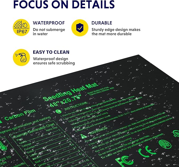 iPower 48" x 20.75" Hydroponic Seeding Warm Pad and Heat Mat Thermostat Controller Plant Starting Kit Combo