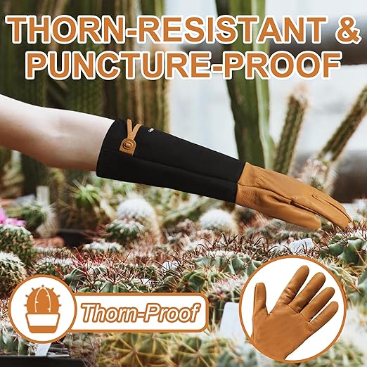 HLDD HANDLANDY Long Gardening Gloves, Thorn Proof Rose Pruning Gloves for Men & Women, Heavy Duty Garden Gloves for Cactus & Blackberry, Great Gift for Gardeners