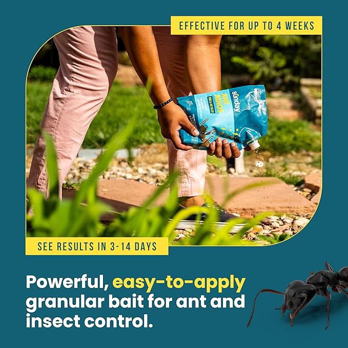 Sunday Ant Adios - Bug & Ant Killer - Outdoor Insect Control Uses Spinosad to Eliminate Ants, Earwigs, Cutworms, & More - Treats 4,000 sq ft - Results in 3-14 Days - 2 Pack, 2lbs