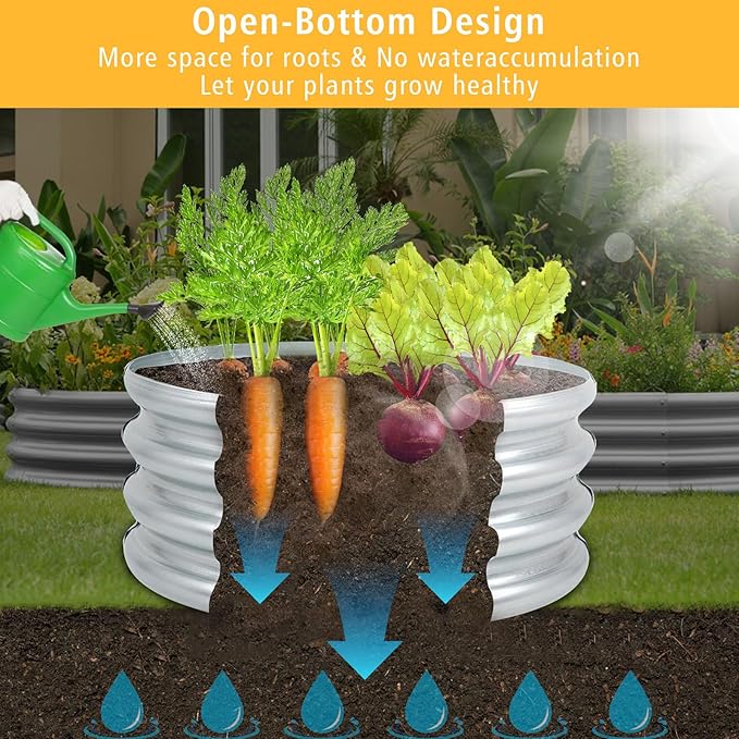 Garden Galvanized Raised Garden Bed Kit - Metal Planter Boxes for Vegetables/Herbs/Flowers, Heavy-Duty Steel Outdoor Garden Box with Reinforced Edges(2X2X1FT)