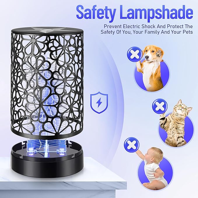Qualirey 4 Pcs Electric Bug Zapper USB Mosquito Killer Repellent Fly Insect Lamp Purple Light Bug Trap for for Indoor Outdoor Bedroom Living Room Courtyard Backyard Patio(Black)