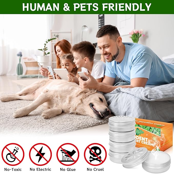 6 Pack Powerful Rodent Repellent, Natural Keep Rodent and Raccoon Away Deterrent with Long-Lasting Protection for Garden Lawn Yard Camping Fishing, Safe for Kids & Pets, Waterproof