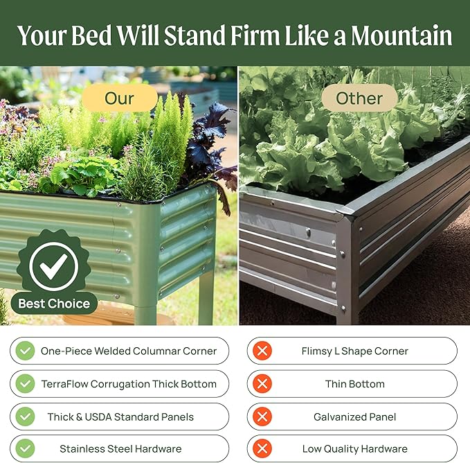 Rolling Elevated Raised Garden Bed-V Series, 2' x 6' Garden Beds with Legs & Storage Rack for Patio & Porch, 1000 Lbs Weight Capacity, Outdoor Planter Box for Vegetables Flower Herbs, Modern Gray