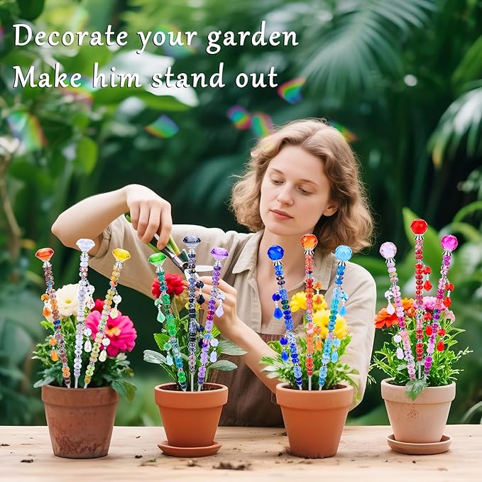 VICTLOV Crystal Suncatcher Making Kit, 273 Pieces with Beads, Snowflakes, Butterflies, Glass Balls for Garden Decoration, DIY Outdoor Hanging Ornaments (453Pcs Diamond+Ball+Pendant D)