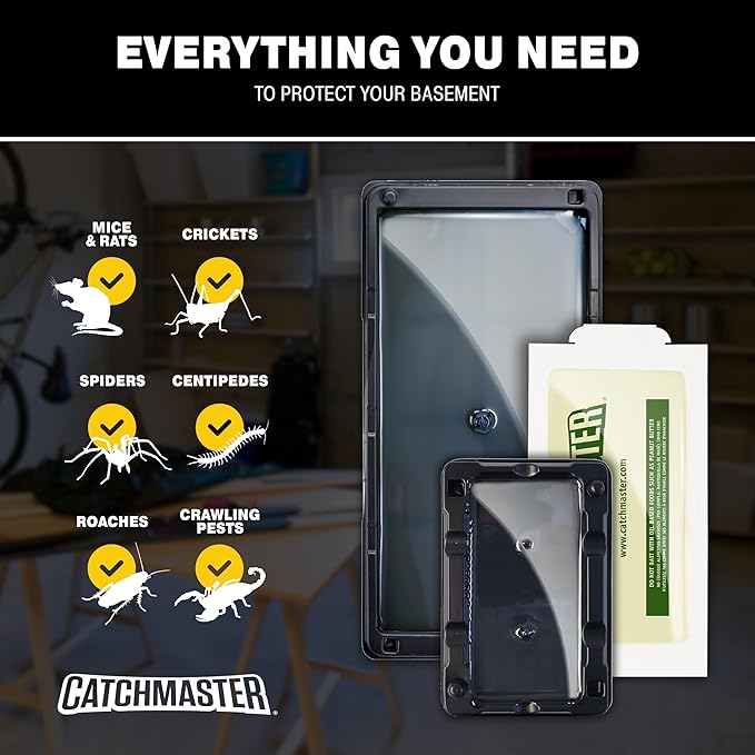 Catchmaster Glue Trap Variety Pack - 2 Mouse Trays, 2 Rat Trays, 4 Insect Glue Traps, Pet Safe Mouse Traps Indoor for Home, Pest Protection Kit for Basement & Garage, Rodent & Insect Pest Control