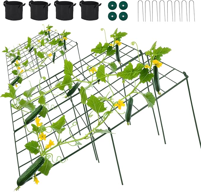 Cucumber Trellis for Raised Bed, 48" L x 32" W Garden Trellis for Climbing Plants Outdoor with Support Structures, A Frame Trellis for Climbing Vegetables Peas, Vine, Bean - 2 Pack