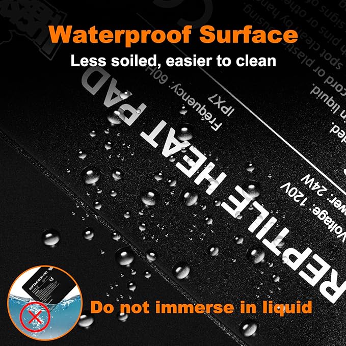 LUCKY HERP Reptile Heat Pad 8x18 Inch 24W Under Tank Terrarium Heating Mat, Reptile Heat Mat, Reptile Heating Pad for Turtle, Lizard, Hermit Crab, Frog, Snake