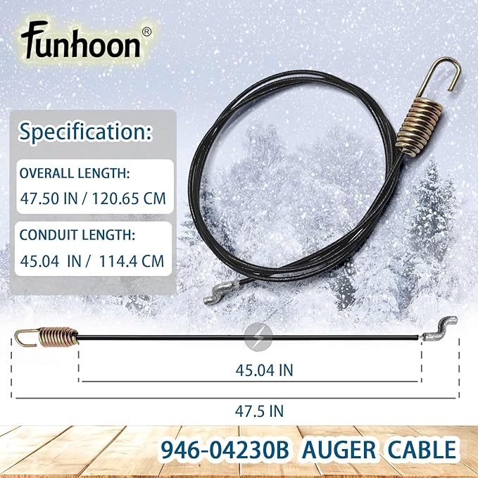 946-04230B Auger Clutch Cable for Cub Cadet Craftsman MTD Yard Machines Troy-Bilt Columbia White Outdoor Snow Blowers Replaces 746-04230 746-04230A 746-04230B 946-04230 946-04230A