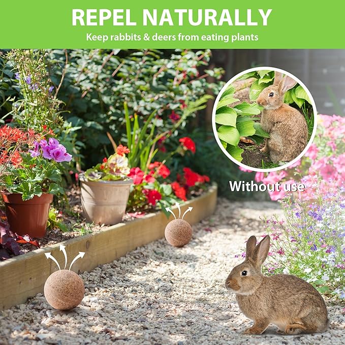 Rabbit Repellent Outdoor 10 Pack Peppermint Oil Deer Rabbit Away Repellent Balls Pet Safe Bunny Rabbit Deterrent for Garden Yard Lawn to Keep Rabbits Deers from Eating Plants