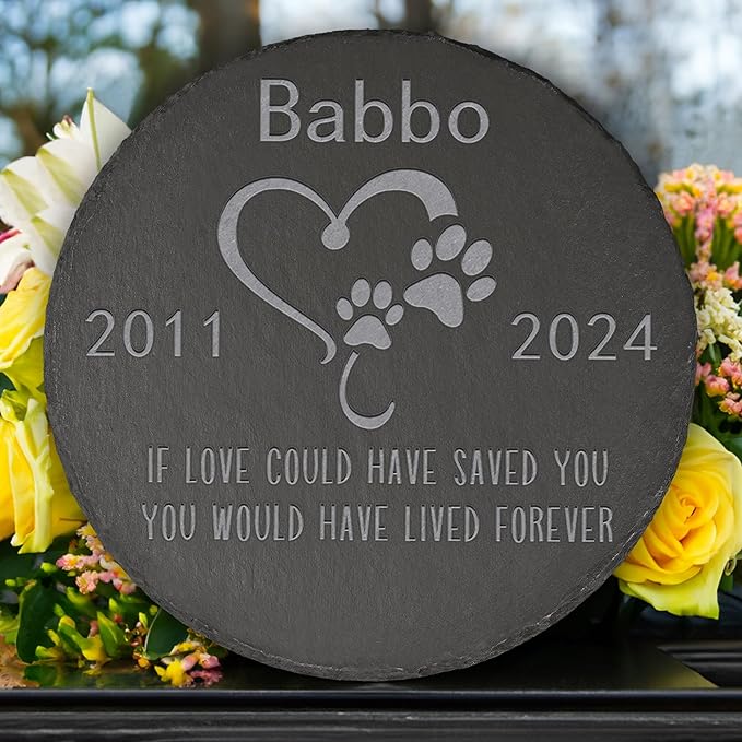 Pet Memorial Stone Pet Garden Statue - Pet Memorial Gifts - Pet Tombstone - Pet Loss Gift - Loss of Pet Stone - Round