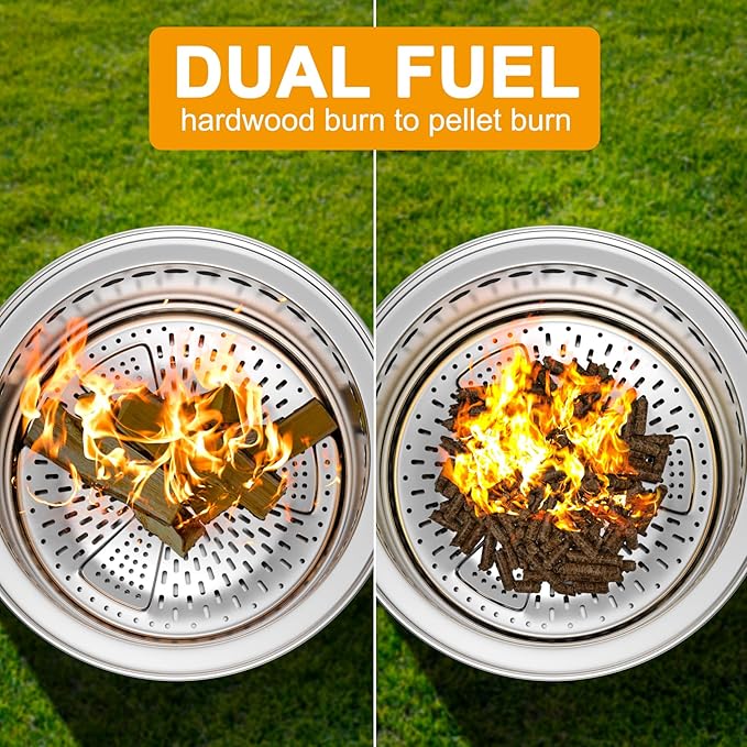 KEESHA Pellet Adapter for Solo Stove Bonfire Stainless Steel Conversion Kit for Smokeless Outdoor Fire Pit, Ideal for Burning Pellets, Diameter: 17.3 in