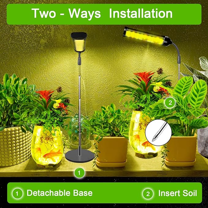 LED Grow Light,3500K Full Spectrum Desk Plant Growing Lamp with 45 LEDs,Adjustable Gooseneck,5-Level Dimmable,Height Adjustable7-23 for Indoor Plants,Auto On Off Timing 2 4 8Hrs