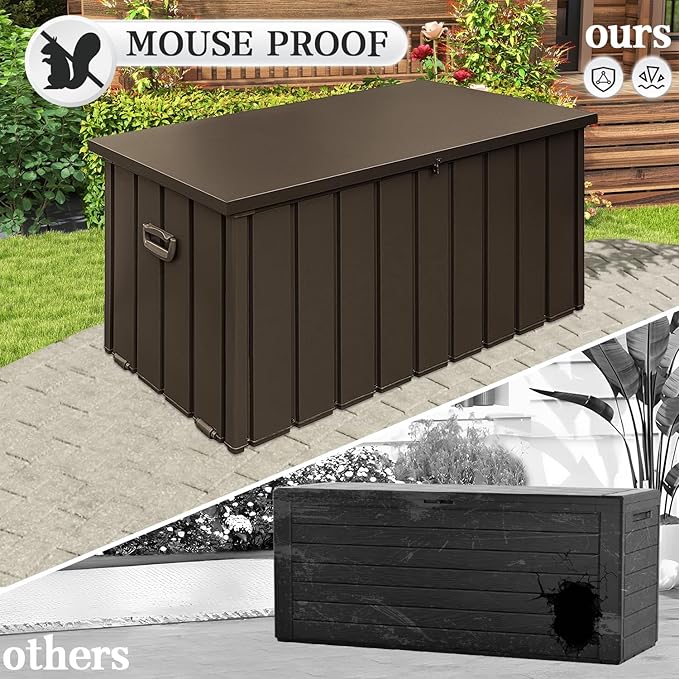 Domi 160-Gallon Outdoor Storage Box – Waterproof, Lockable Storage Cabinet for Patio Furniture, Garden Tools & Pool Supplies – Large Metal Storage for Cushions, Toys & More