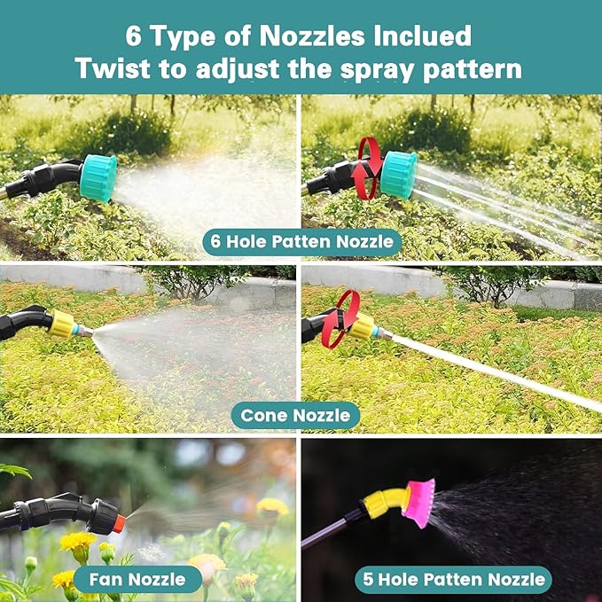 2025 New 7.4V Powerful Electric Sprayer with Waterproof Handle, USB Charging, 6 Spray Heads, 2.1 gallons, Adjustable Rod and Shoulder Strap, Suitable for Gardens, lawns, etc., Lasts About 3 Hours