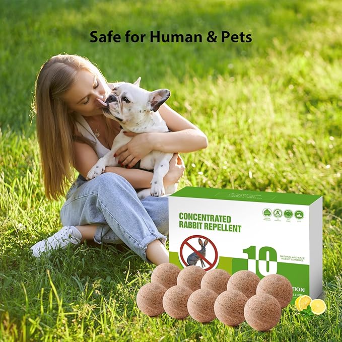 Rabbit Repellent Outdoor 10 Pack Peppermint Oil Deer Rabbit Away Repellent Balls Pet Safe Bunny Rabbit Deterrent for Garden Yard Lawn to Keep Rabbits Deers from Eating Plants