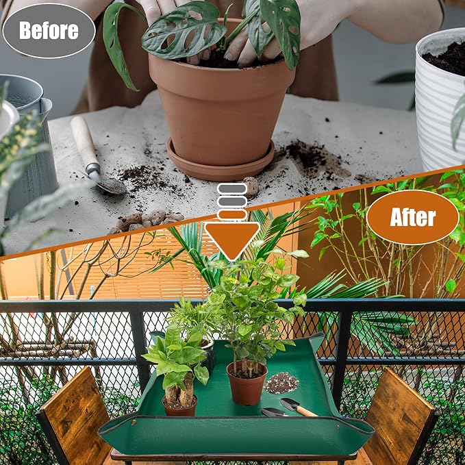3pcs Susguo Repotting Mat for Indoor Plants, Mix Size Repotting Mats, Thickened Waterproof Plant Mat, Portable Folding Potting Mat, Gardening Mat for Orchid Pot, Planting Potting Soil Change Mat