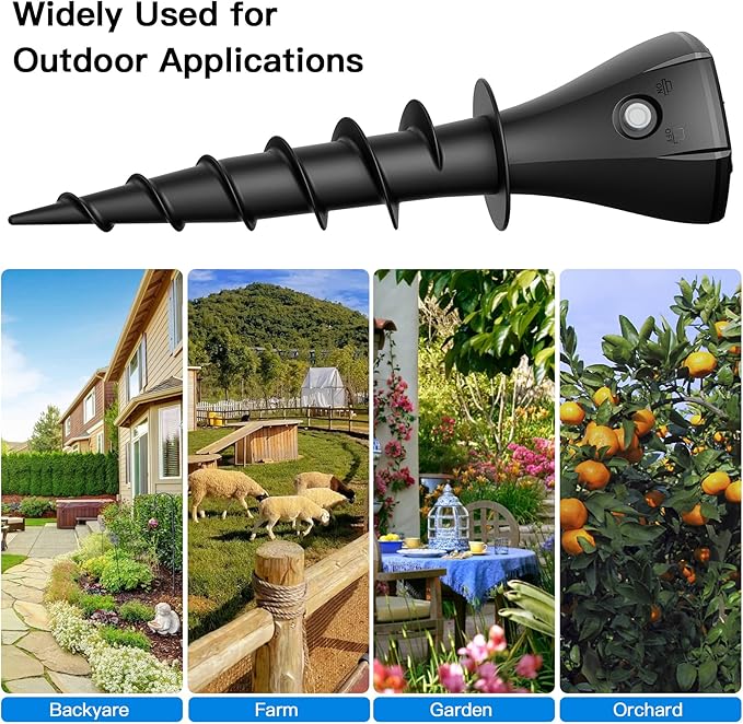 4 Pack Mole Repellent Solar Powered, Snake Vole Repellent Outdoor, IP65 Waterproof Snake Deterrent Gopher, Waterproof Sonic Mole Spikes for Lawn and Garden, Get Rid of Moles, Groundhogs, and Rodents