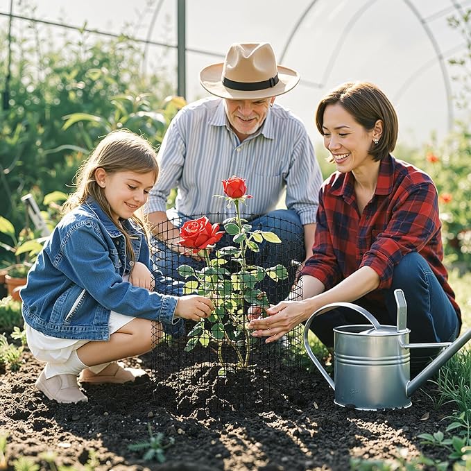 18 PCS Plant Protector from Animals, 6 Pack 12x12 Inch Metal Plant Cages with Ground Stakes and Nylon Tie, Garden Cage to Keep Animals Out, Garden Wire Mesh Protection from Rabbit Chicken