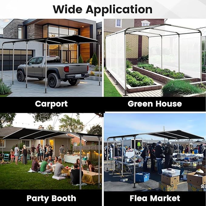 1 3/8'' Canopy Fittings for 8 Leg Carport Frame Parts, Black Canopy Pipe Fittings with Eye Bolts, Carport Frame Kit Low Peak Connectors with 156 Degree Angle(20Pcs)