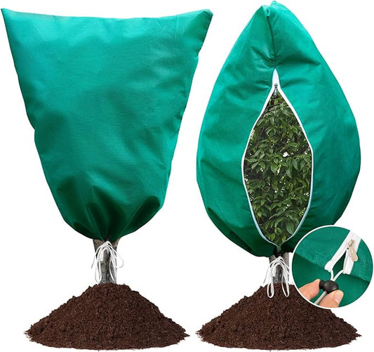 Insoma 2 Packs Plant Covers Freeze Protection 47.7" W X 71.7" H, Outdoor Plants Frost Protection Covers with Zipper & Drawstring, Frost Blankets for Tree, Shrub Potted Plants Cover in Winter
