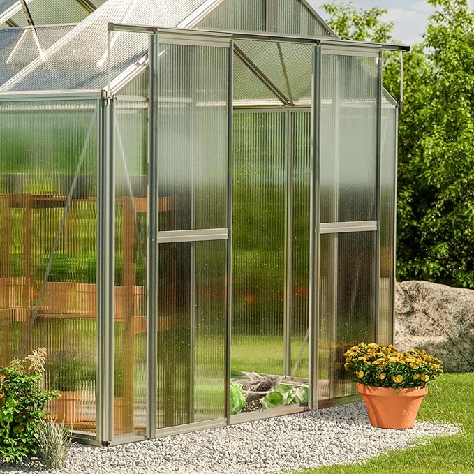 Greenhouse Saphir 4 Aluminum Frame 8.5 x 8.5 ft with Approx. 8 mm Polycarbonate Panels