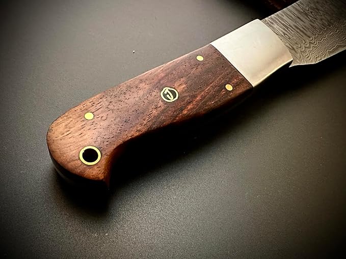 Hand Forged Damascus Steel Machete Billhook Sickle Knife | Yard Work | Machete for Cutting Trees | Brush Clearing Garden Tools | Leather Cover | Belt Loop