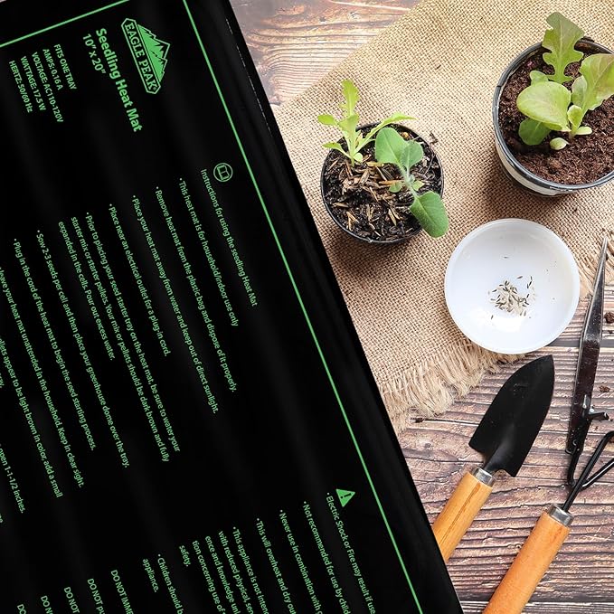 EAGLE PEAK Waterproof Seedling Heat Mat 10" x 20", UL & MET-Certified Heating Pad for Seed Starting, Germination, and Hydroponic Gardening, Includes (1) Warming Mat