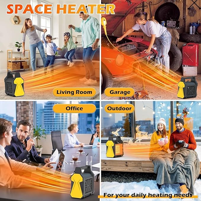 Outdoor Heater for Patio - 1500W Electric Greenhouse Heater, Portable Electric Space Heating with Overheat Protection, PTC Ceramic 3 Modes Patio Heating for Garage, Greenhouse, Outdoor Use